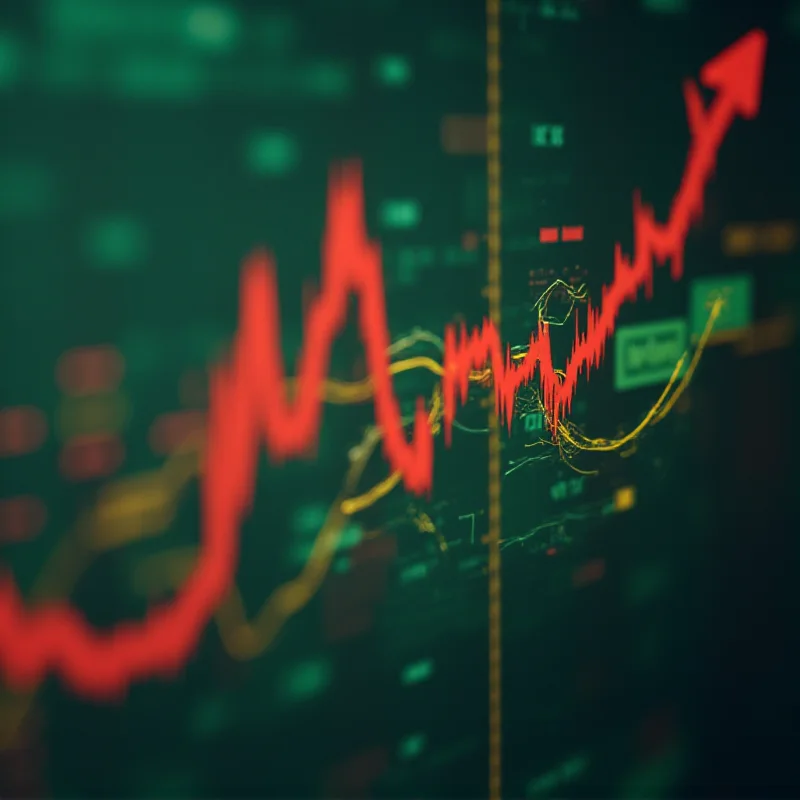 A stylized image representing market volatility, with arrows pointing both up and down against a blurred background of stock tickers.