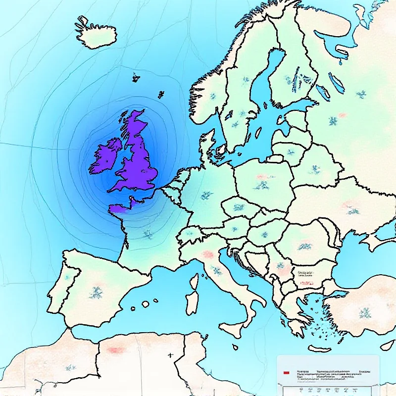 Weather map of Central Europe showing high and low pressure systems.