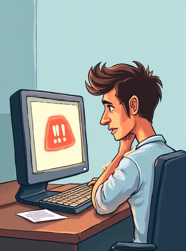 Illustration of a frustrated person sitting at a computer with an error message on the screen.