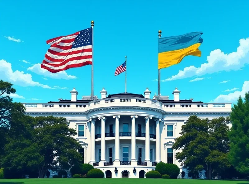 An illustration of the White House with the American and Ukrainian flags flying side-by-side, symbolizing the upcoming meeting between President Trump and President Zelenskyy.