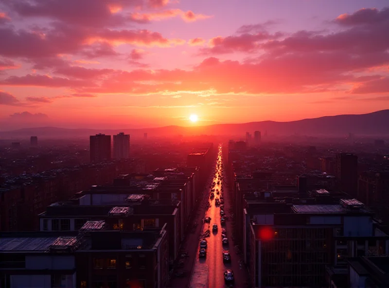 Image depicting a cityscape of a northern English city at sunset.