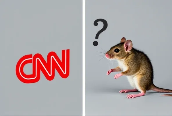 A split image showing a CNN logo on one side and an image of a lab mouse on the other, with a question mark connecting them.