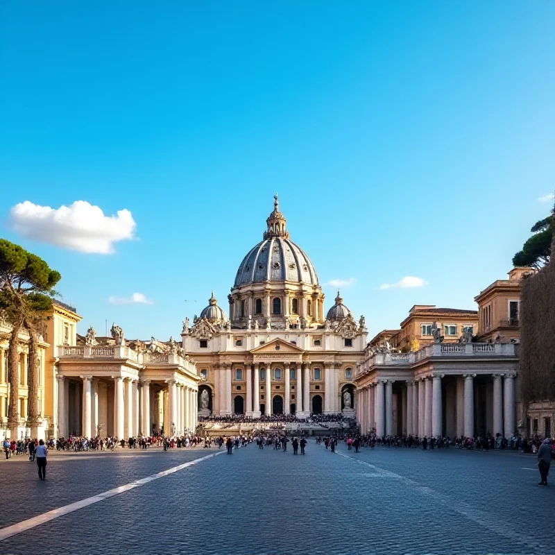 The Vatican City skyline with St. Peter's Basilica in the foreground