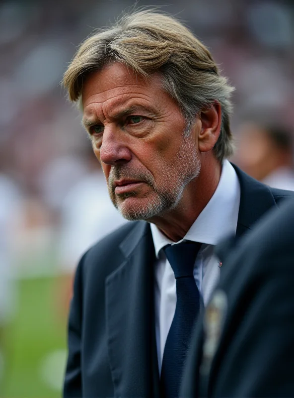 Carlo Ancelotti looking concerned on the sidelines during a Real Madrid match.