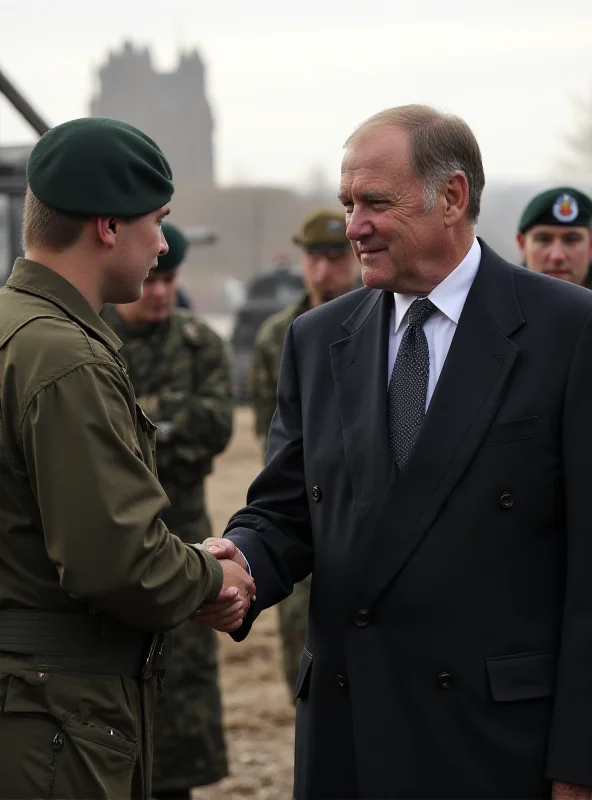 Image of President Petr Pavel shaking hands with a soldier