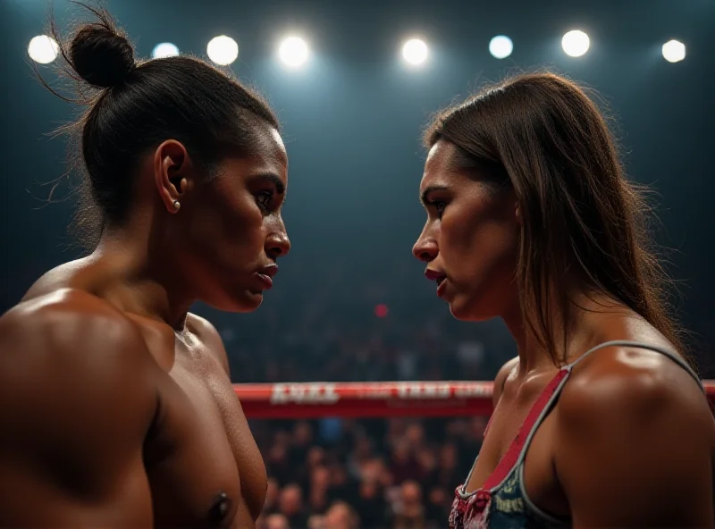 Katie Taylor and Amanda Serrano face off in a boxing ring.