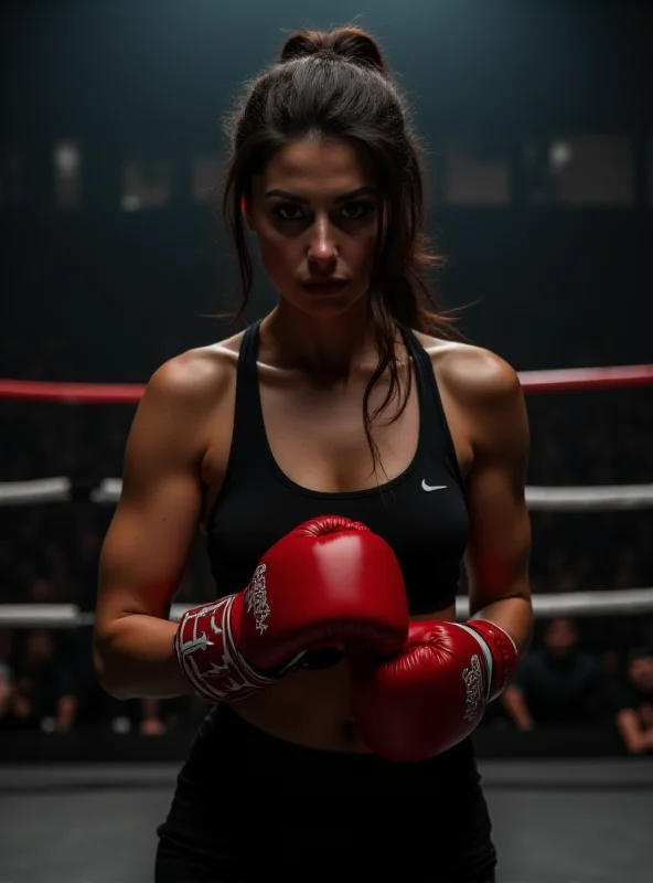 Jade Jones in a boxing ring, looking determined.