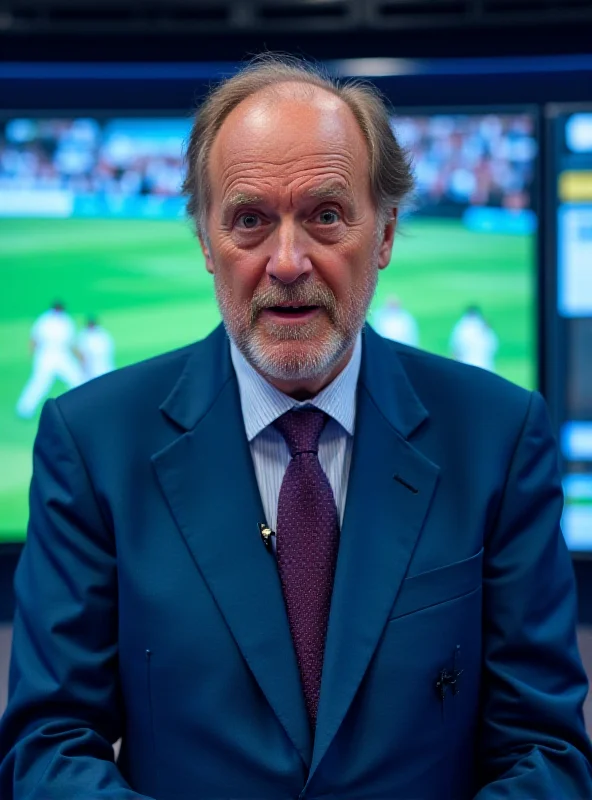Nasser Hussain in a Sky Sports studio, analyzing cricket footage.