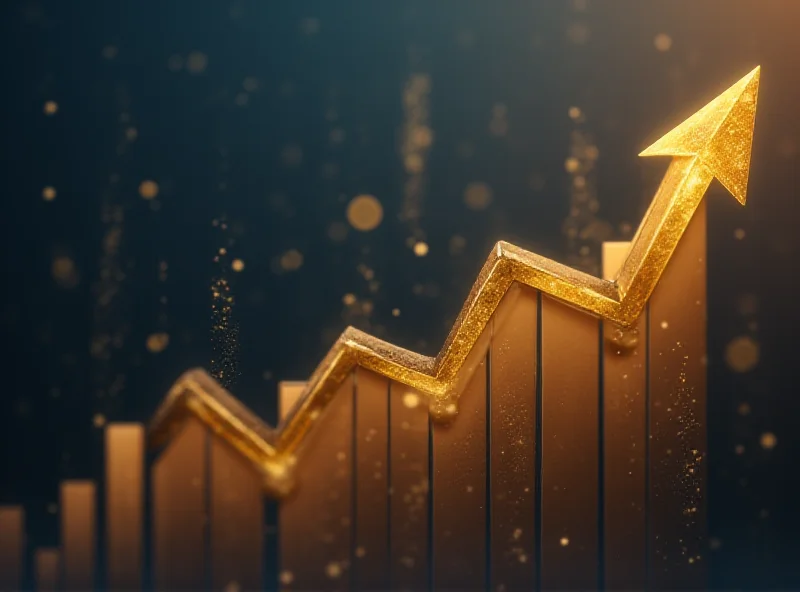 Graphical representation of Radius Gold stock price increase, showing an upward trending line with the company logo subtly placed in the background.
