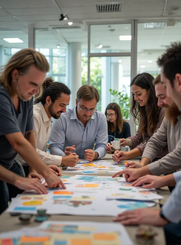 Ilustración de personas trabajando en diferentes roles, pero con interfaces digitales similares