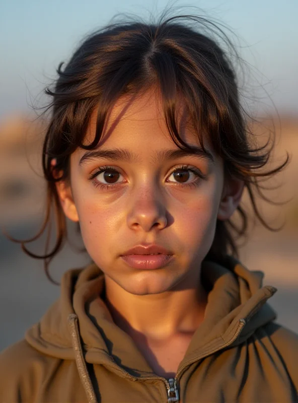 A young Syrian refugee girl looking hopefully towards the future