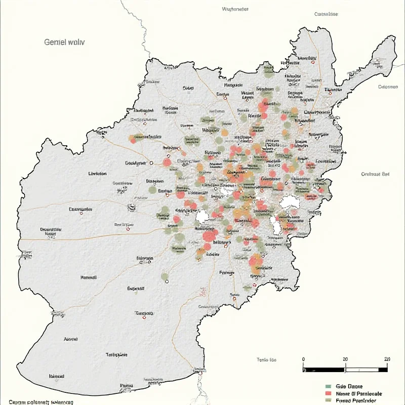 A map of Kabul highlighting the areas covered by the CCTV network