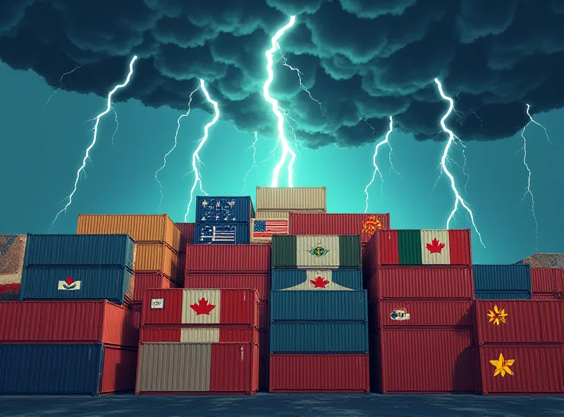 Illustration of trade war with tariffs and containers
