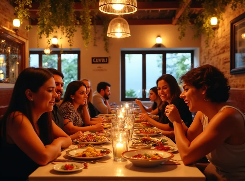 A vibrant photograph of a Cava restaurant interior, showing customers enjoying their meals.