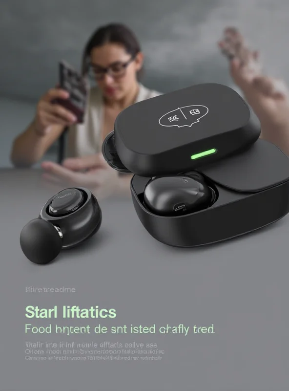 Close-up shot of HMD wireless earbuds in their charging case, highlighting the power bank feature.
