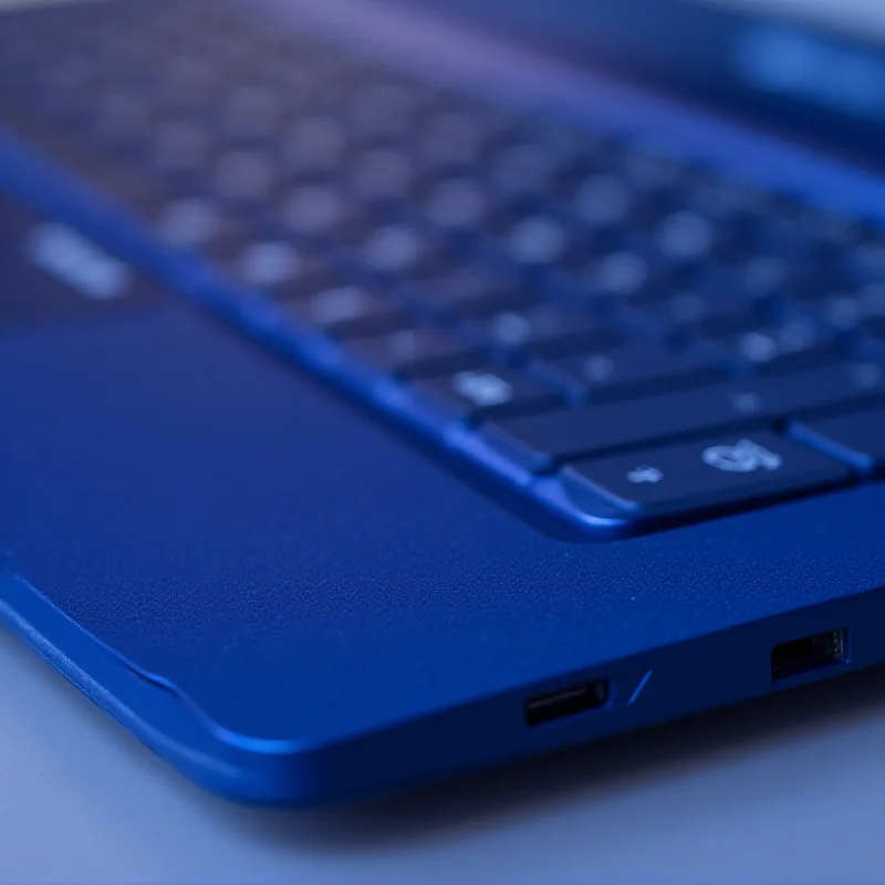 Close-up shot of the Dynabook Portégé Z40L-N laptop, highlighting its sleek design and blue magnesium alloy chassis.