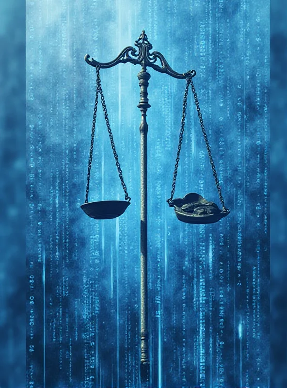 Abstract image of legal and technological symbols.