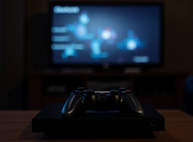 A Playstation 3 console with a controller in front of a TV showing the Playstation menu.