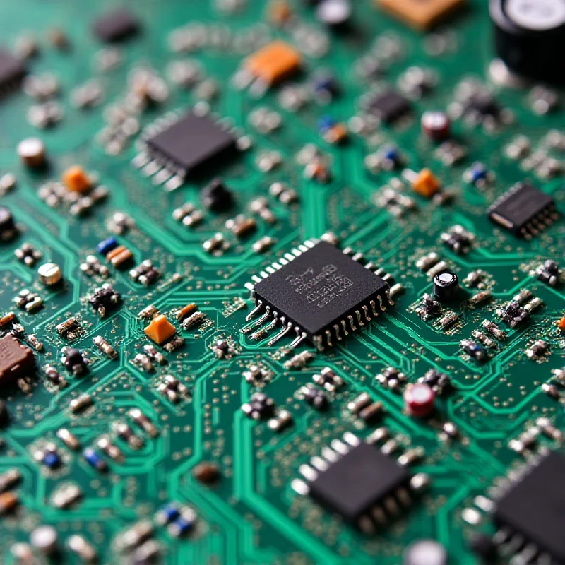 A circuit board with various components and wires, symbolizing technological innovation and DIY projects.