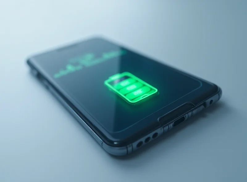 Close up of a thin smartphone highlighting battery life