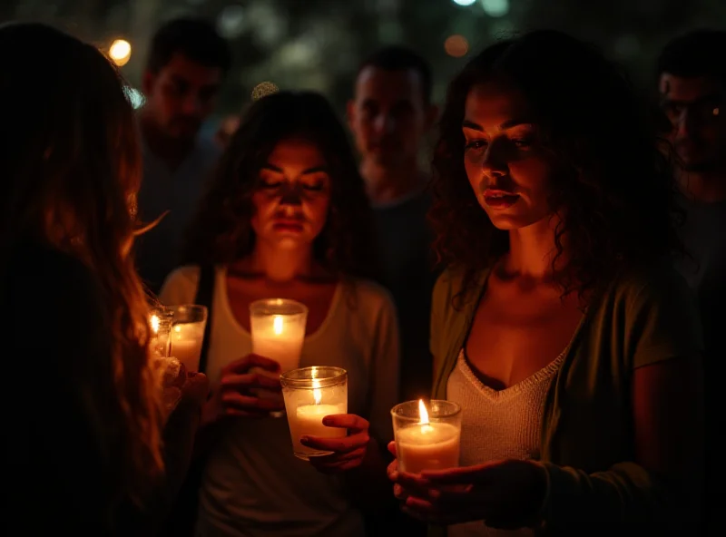 Mourners at a vigil for the slain teenager