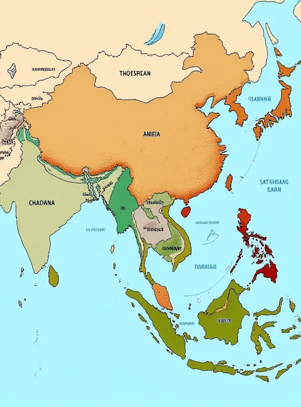 Illustration of a world map with highlighted areas representing China, Taiwan, India, and the Philippines.