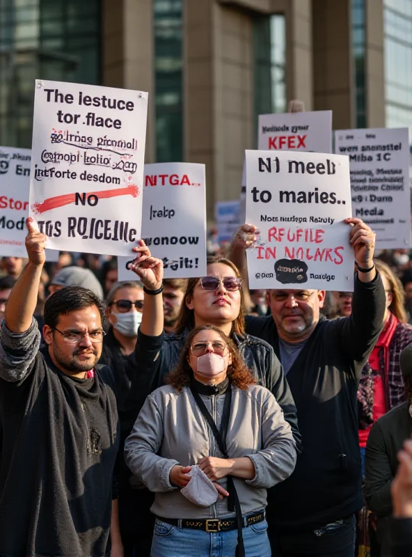 A group of people holding signs in protest