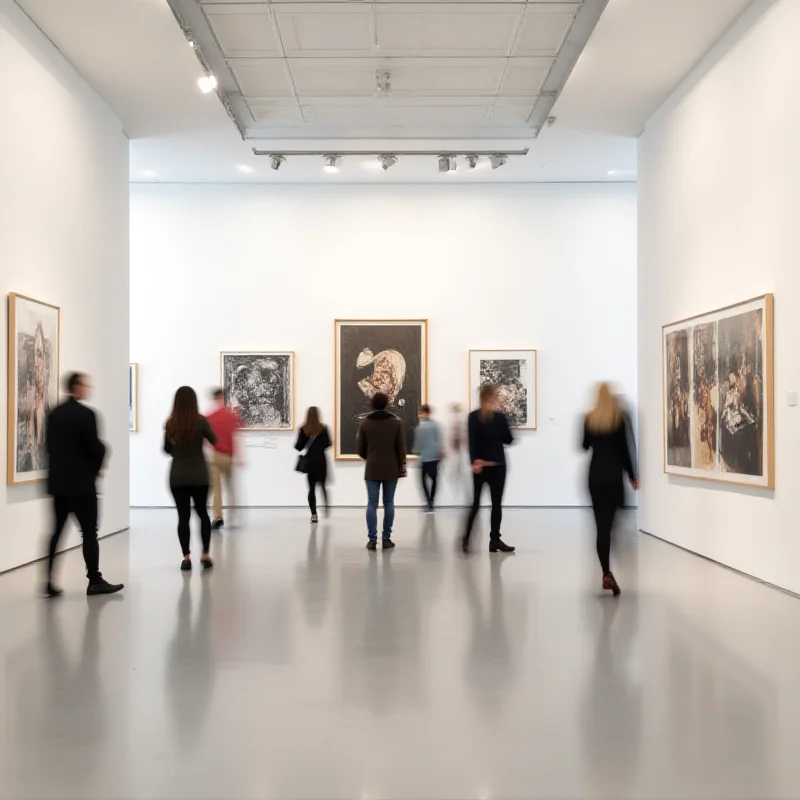 A selection of diverse photographs in a gallery setting