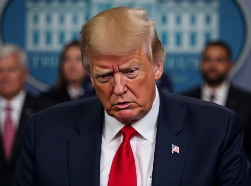 Donald Trump looking confused during a press conference.