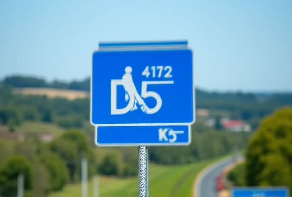 A highway sign for the D5 motorway in the Czech Republic.