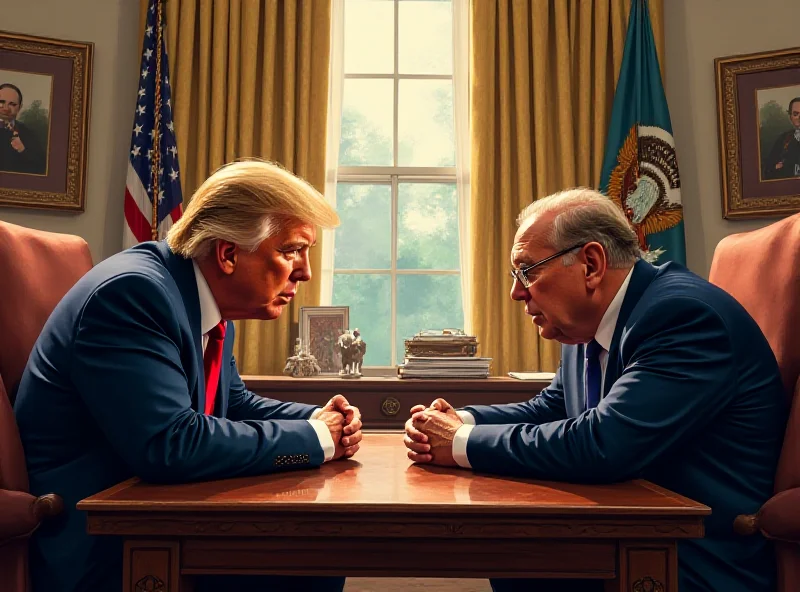 Illustration of a tense meeting in the Oval Office