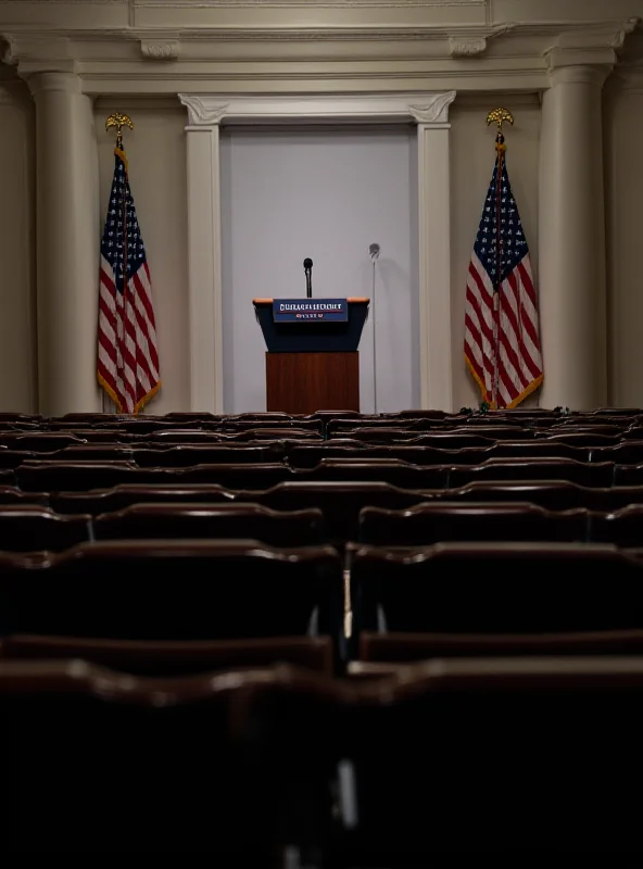 Image of the White House press briefing room, empty after the canceled news conference.