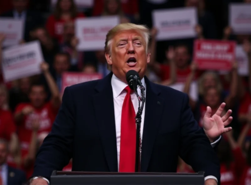 Image of Donald Trump speaking at a rally.