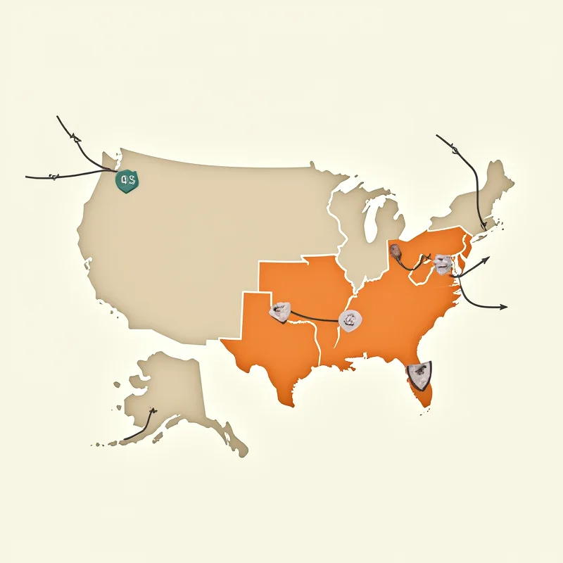 A stylized map of the world with the United States prominently highlighted, and arrows pointing outwards, representing transactional trade agreements.