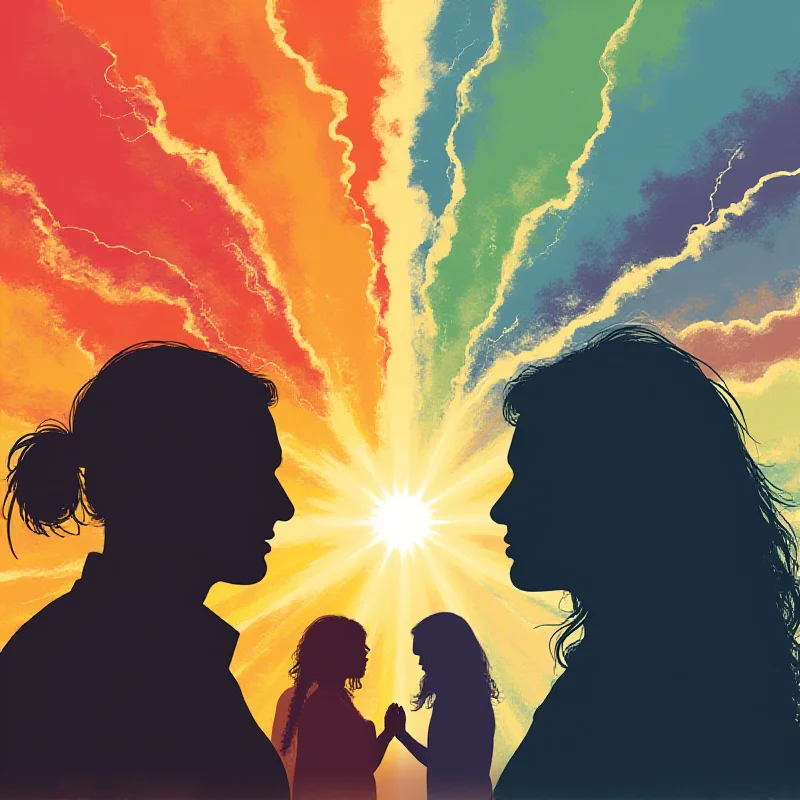 A stylized graphic representing the conflict between traditional values and modern social justice movements, using contrasting colors and symbols.