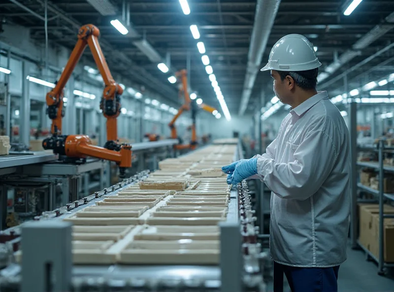 Modern ceramic factory interior with automated production lines.