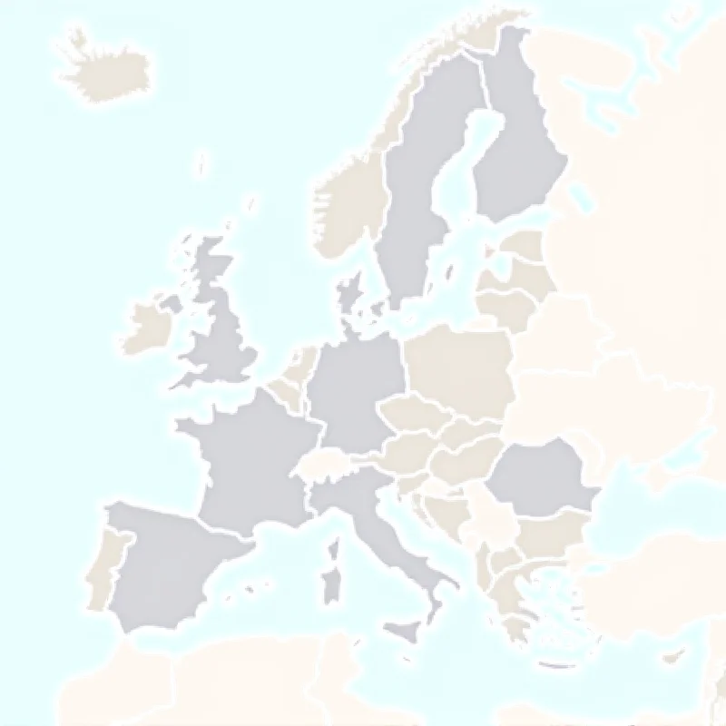 A map of Europe highlighting Ukraine, Russia, the United Kingdom, and Brussels.