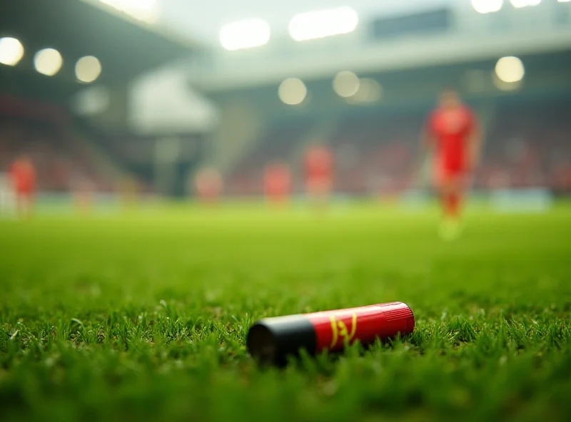 A football match with a lighter on the ground.