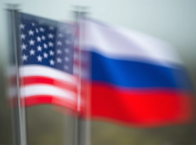 Image depicting the US and Russian flags side-by-side, slightly blurred.