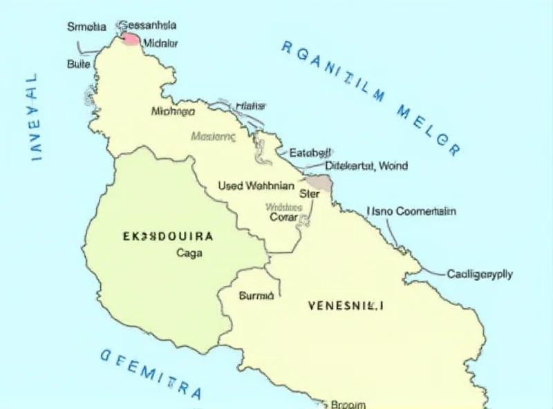 Map showing the disputed Essequibo region between Guyana and Venezuela.