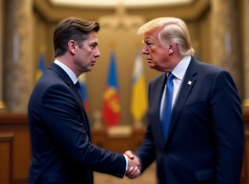 Zelensky shaking hands with Trump